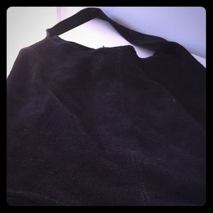 Navy suede hobo bag